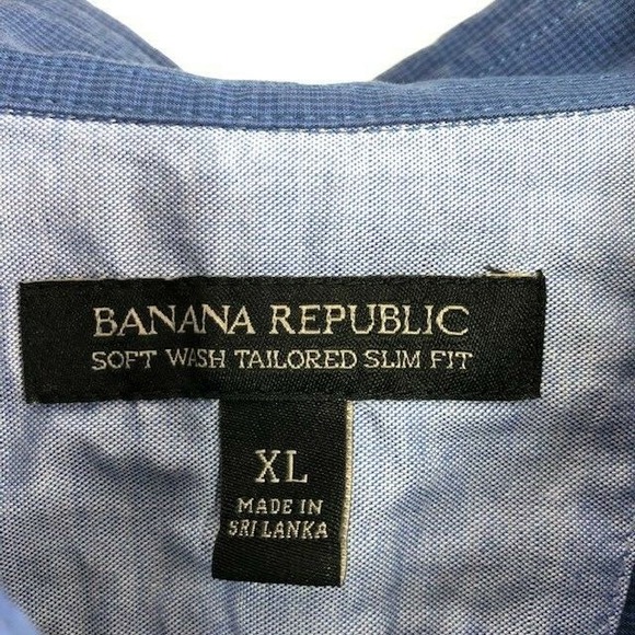 Banana Republic mens shirt long sleeve button up tailored‎ slim fit blue size XL - Picture 4 of 7